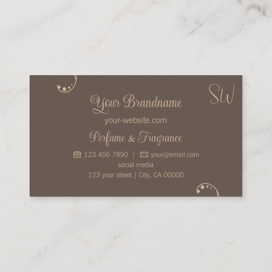 モノグラモダンム付き明るい華美と濃い茶色 名刺 (裏面)