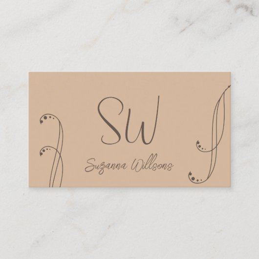 モノグラモダンム付き明るい華美と濃い茶色 名刺 (正面)