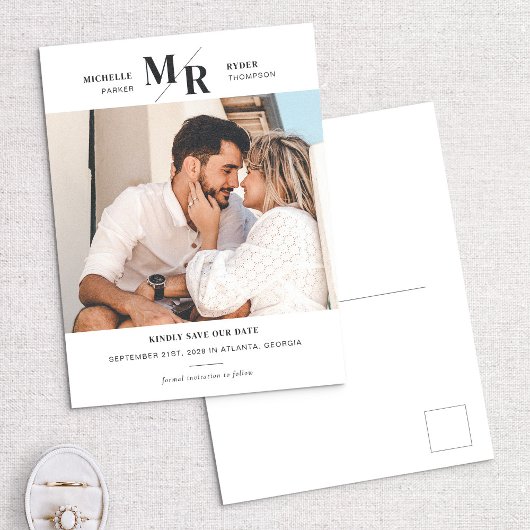 モノグラモダンム写真日付はがきを保存 案内ポストカード