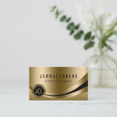 モノグラモダンム化された黒と金ゴールドのダイナミック線2 名刺 (スタンド正面)