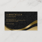 モノグラモダンム化された黒と金ゴールドのダイナミック線2 名刺 (裏面)