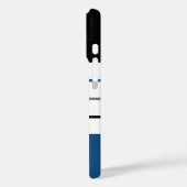 モノグラモダンム名のストライプ付いた黒い青い文字 Case-Mate iPhoneケース (裏面 / 左)