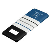 モノグラモダンム名のストライプ付いた黒い青い文字 Case-Mate iPhoneケース (ボトム)