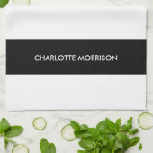 モノグラモダンム名モノグラム黒と白 キッチンタオル (折り畳み)