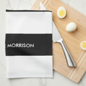 モノグラモダンム名モノグラム黒と白 キッチンタオル (四つ折り)