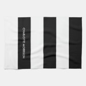 モノグラモダンム名モノグラム黒と白 キッチンタオル (横)
