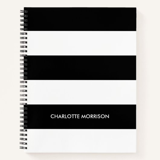 モノグラモダンム名モノグラム黒と白 ノートブック (正面)