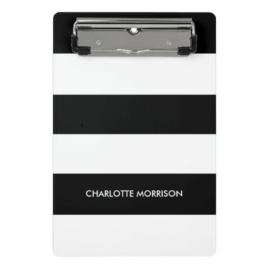 モノグラモダンム名モノグラム黒と白 ミニクリップボード (正面)