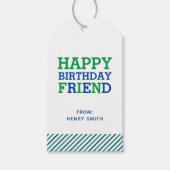 モノグラモダンム名門私立校風のおよびストライプハッピーバースデー ギフトタグ (正面)