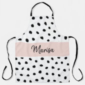 モノグラモダンム名 |パステルピンク&ブラックドット エプロン (正面)
