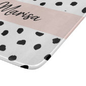モノグラモダンム名 |パステルピンク&ブラックドット カッティングボード (角)