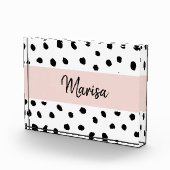 モノグラモダンム名 |パステルピンク&ブラックドット フォトブロック (右)