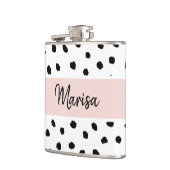 モノグラモダンム名 |パステルピンク&ブラックドット フラスク (左)