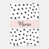 モノグラモダンム名 |パステルピンク&ブラックドット ポストイット (正面)