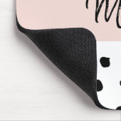 モノグラモダンム名 |パステルピンク&ブラックドット マウスパッド (コーナー)