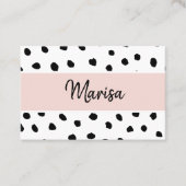 モノグラモダンム名 |パステルピンク&ブラックドット 名刺 (正面)