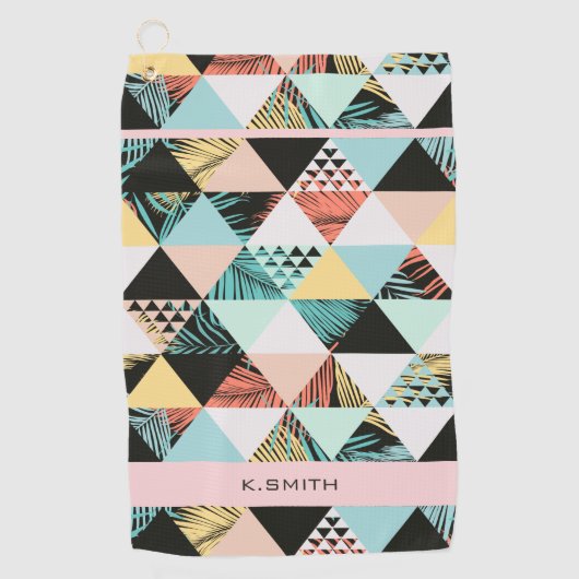 モノグラモダンム幾何学及び熱帯融合 ゴルフタオル (正面)