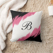 モノグラモダンム抽象芸術ピンク白黒 クッション (ブランケット)