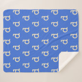 モノグラモダンム文字タイプライタータイポグラフィブルー シェルパブランケット (正面(横))