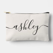 モノグラモダンム書エレガント字スクリプトアイボリー アクセサリーポーチ (正面)