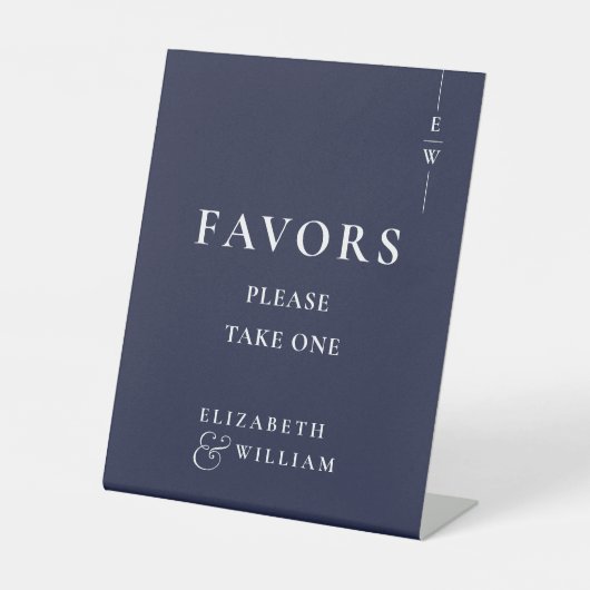 モノグラモダンム海軍ブルーの好意結婚の 台座サイン (正面)