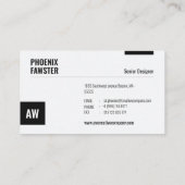 モノグラモダンム白黒のユニークレイアウト 名刺 (裏面)