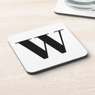 モノグラモダンム白黒カスタムイニシャル文字 コースター
