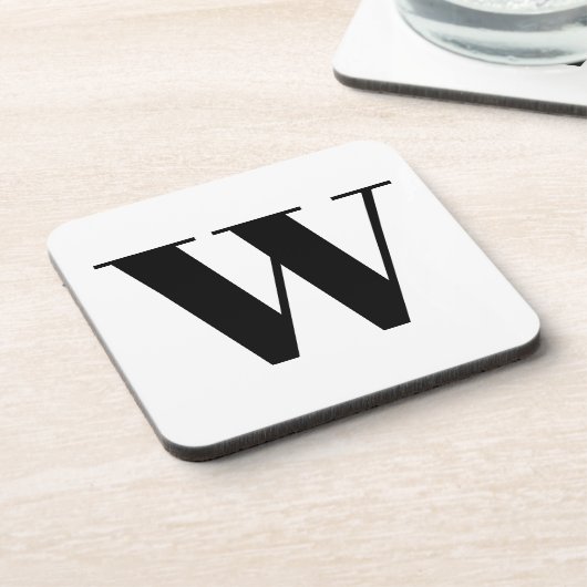 モノグラモダンム白黒カスタムイニシャル文字 コースター (左側)