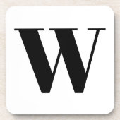 モノグラモダンム白黒カスタムイニシャル文字 コースター (正面)