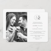 モノグラモダンム白黒フォト結婚ズ 招待状 (正面/裏面)