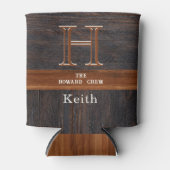 モノグラモダンム素朴ウッドトーンブラウン缶セルツァー 缶クーラー (正面)