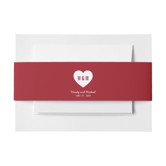モノグラモダンム結婚ハートカスタム色 招待状ベリーバンド (正面例)