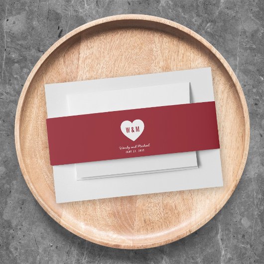 モノグラモダンム結婚ハートカスタム色 招待状ベリーバンド