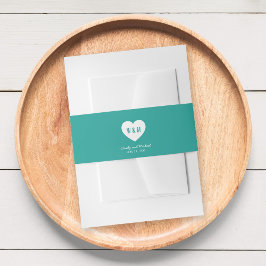 モノグラモダンム結婚ハートカスタム色 招待状ベリーバンド