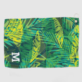 モノグラモダンム緑熱帯ヤシ模様 ゴルフタオル (横)