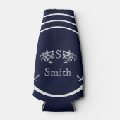 モノグラモダンム航海のネイビーブルーホワイトカニ ボトルクーラー (正面)