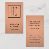 モノグラモダンム銅フェイク箔&黒垂直 名刺 (正面/裏面)