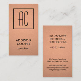 モノグラモダンム銅フェイク箔&黒垂直 名刺