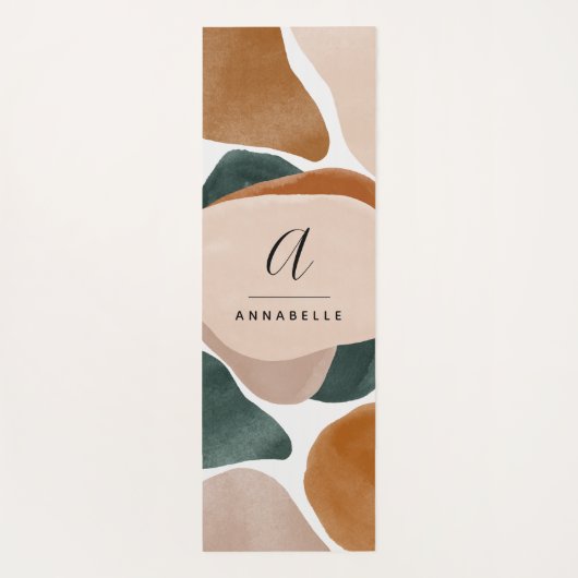 モノグラモダンム錆緑抽象芸術スタイリッシュ ヨガマット (裏面)