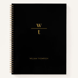 モノグラモダンム黒エレガント金ゴールド ノートブック