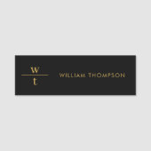 モノグラモダンム黒エレガント金ゴールド 名札 (正面)