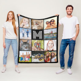 モノグラモダンム11フォトコラージュカスタムカラー フリースブランケット