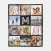 モノグラモダンム11フォトコラージュカスタムカラー フリースブランケット (正面)
