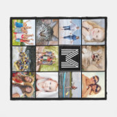 モノグラモダンム11フォトコラージュカスタムカラー フリースブランケット (正面(横))