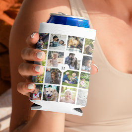 モノグラモダンム16枚の写真コラージュ 缶クーラー