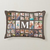 モノグラモダンム32家族フォトコラージブラウン アクセントクッション (裏面)