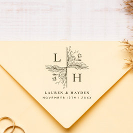 モノグラモダンム |フローラエレガント保存日付 ラバースタンプ