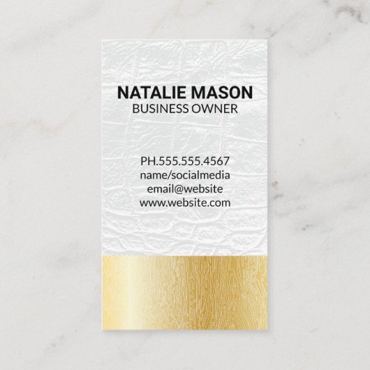 モノグラモダンム |ホワイトレザー |木目線 名刺 (裏面)