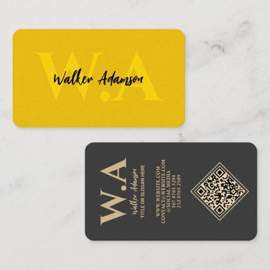 モノグラモダンム | ラグジュアリーブラック&金ゴールド 名刺 (正面/裏面)