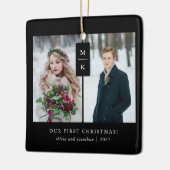 モノグラモダンム |写真を含む初めてのクリスマス セラミックオーナメント (左)